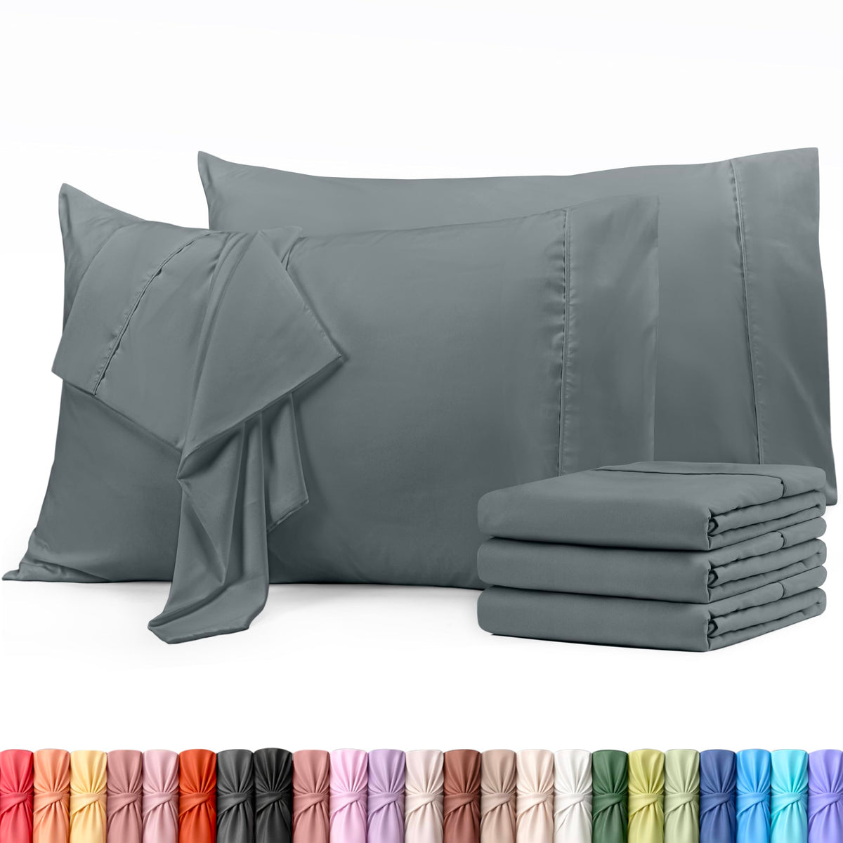 Pillow Covers Queen Size Set of 4, Soft and Comfy Pillow Cases, White