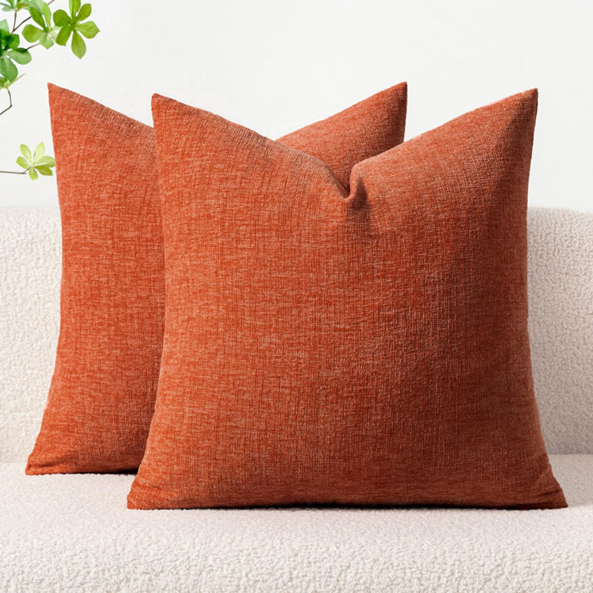 MIULEE Soft Chenille Throw Pillow Covers Teal 18x18 Inch Pack of 2