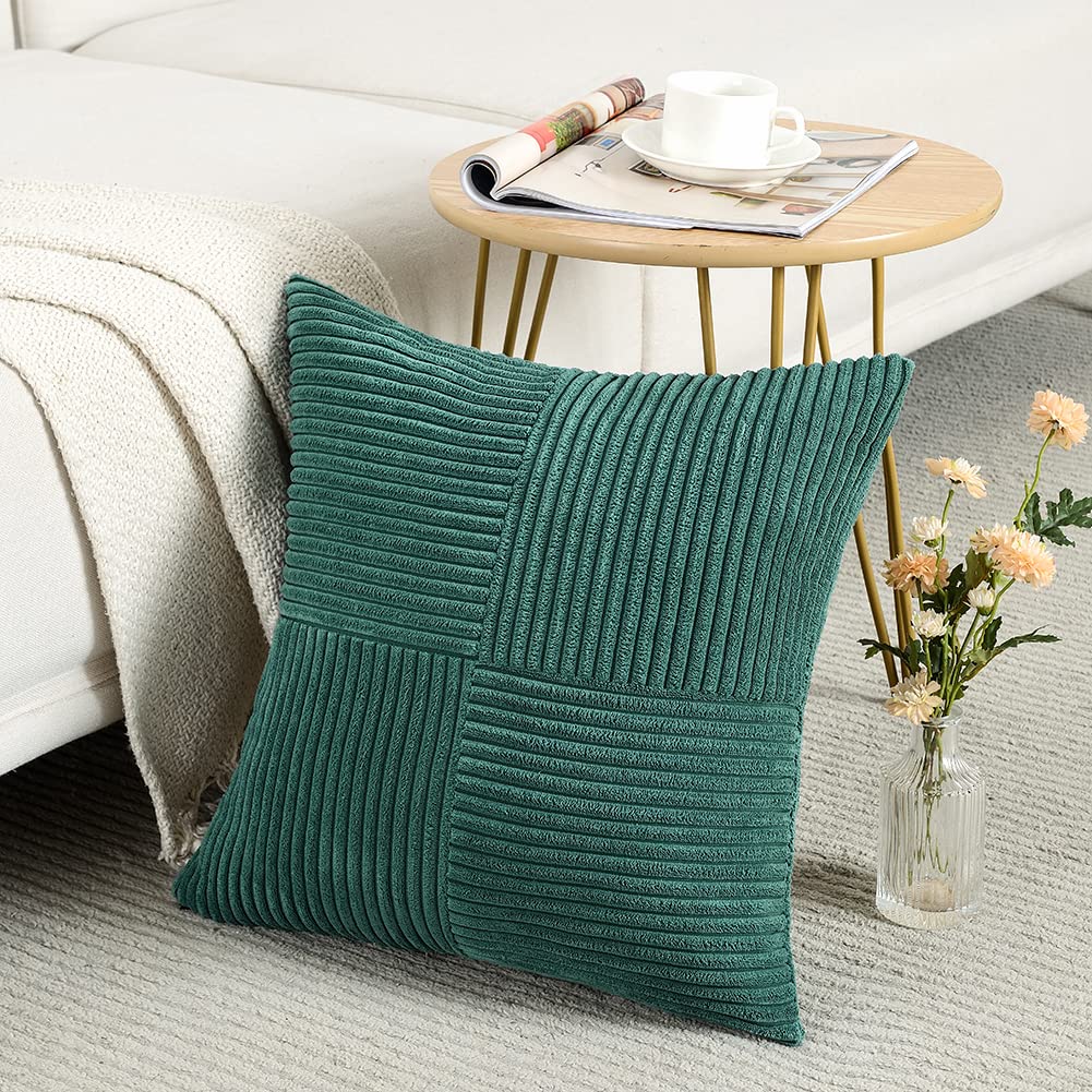 Fancy Homi Blush Pink Lumbar Decorative Throw Pillow Covers 12x20 Inch for Living Room Couch Bed, Rustic Farmhouse Boho Home Decor, Soft Striped Corduroy Rectangle Accent Cushion Case 30x50 cm