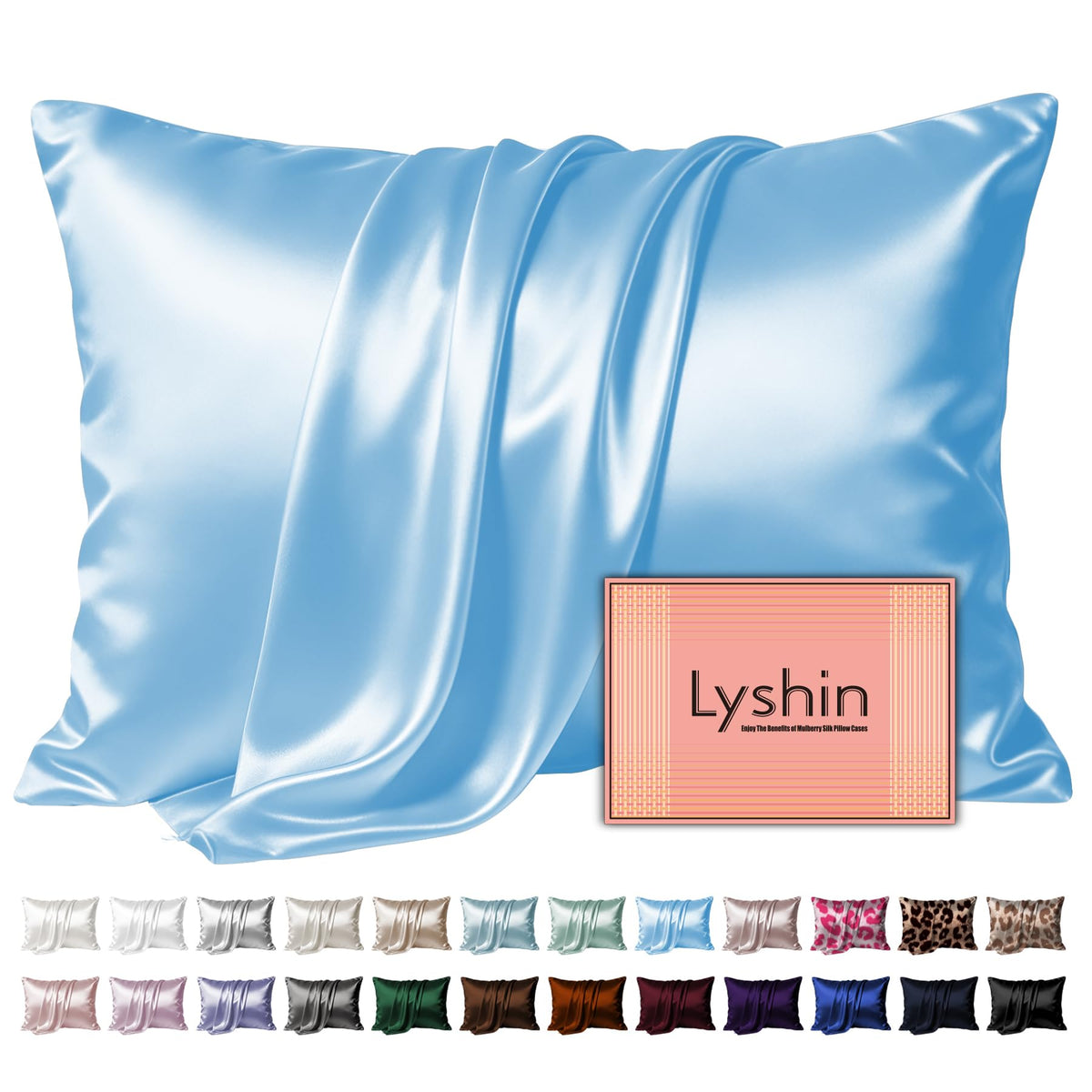LYSHIN White Silk Pillow Cases Standard Size with Hidden Zipper