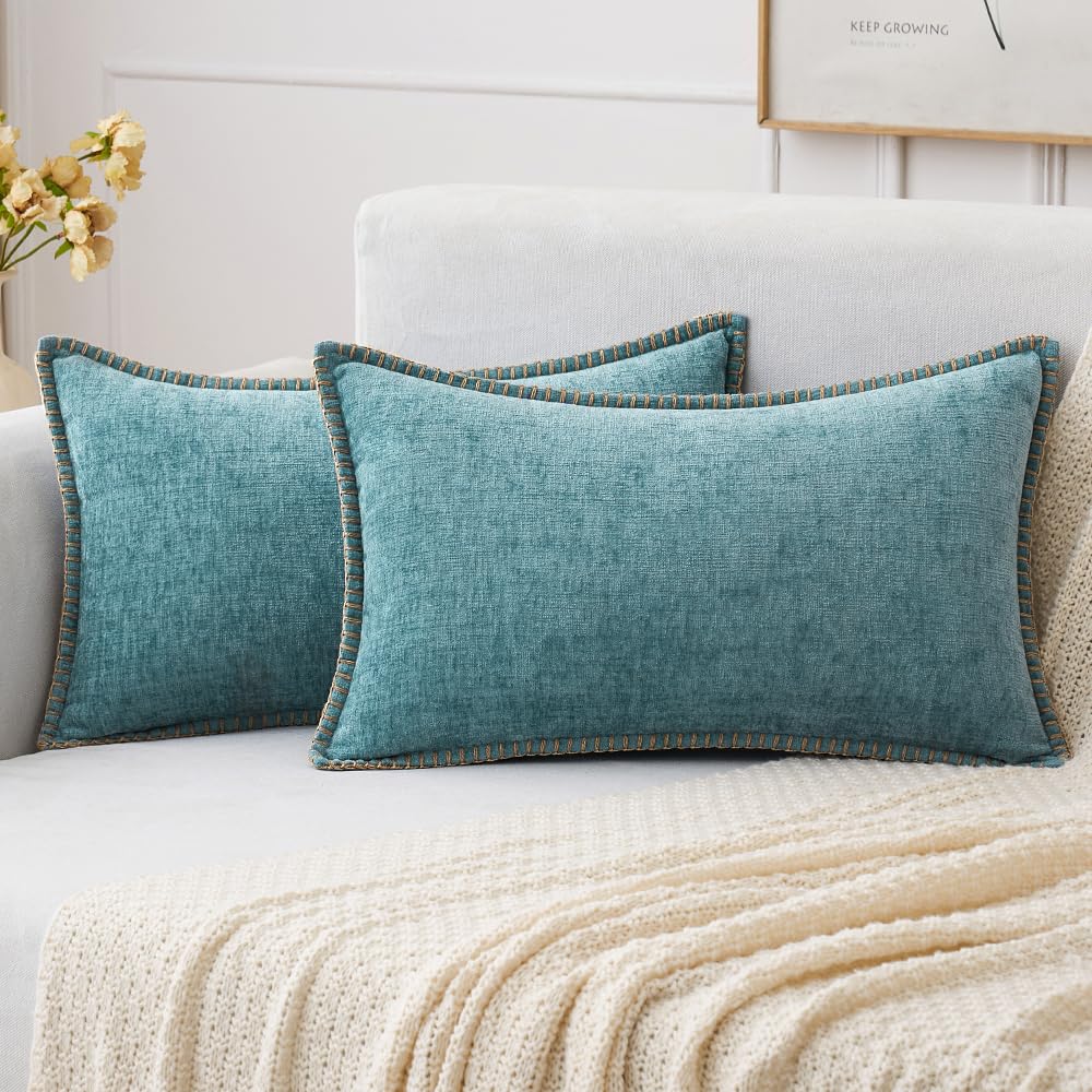 MIULEE Decorative Couch Throw Pillow Covers 18x18 Inch Navy 2 Pack