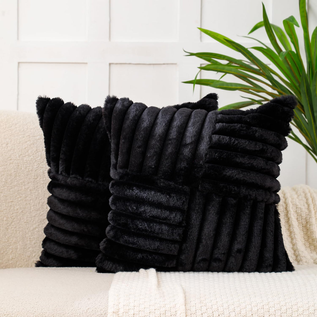 All Smiles Navy Blue Decorative Throw Pillow Covers 18x18 Set of 2