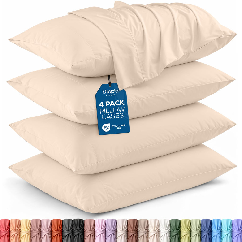 Pillow Covers Queen Size Set of 4, Soft and Comfy Pillow Cases, Grey