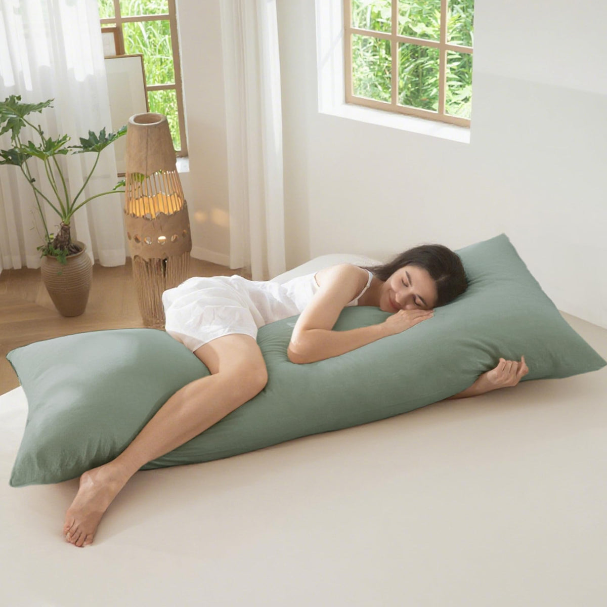 MOOMEE Pillowcase Set of 2 100% Washed Cotton Linen-Like Standard