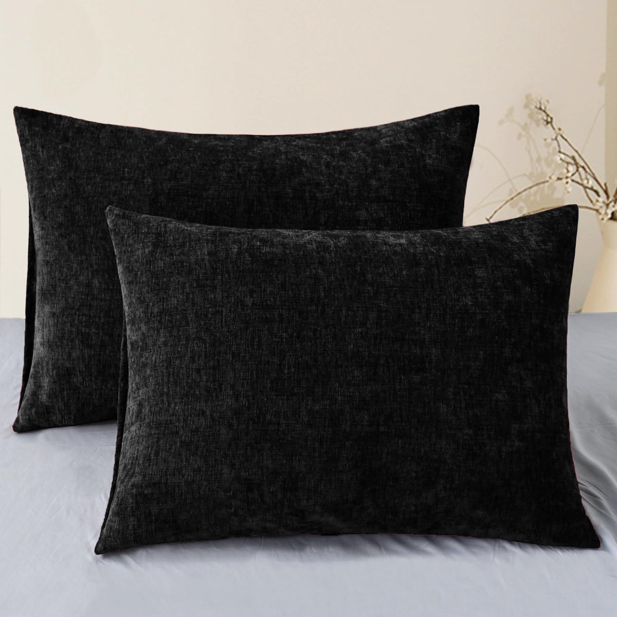 CaliTime Decorative Couch Throw Pillow Covers 18 X 18 Inches Navy Blue