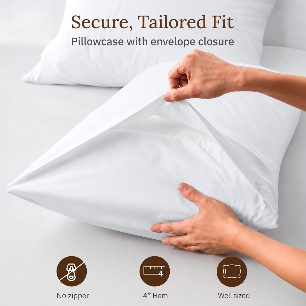 California Design Den 100% Organic Cotton Pillow Cases Standard Size, White
