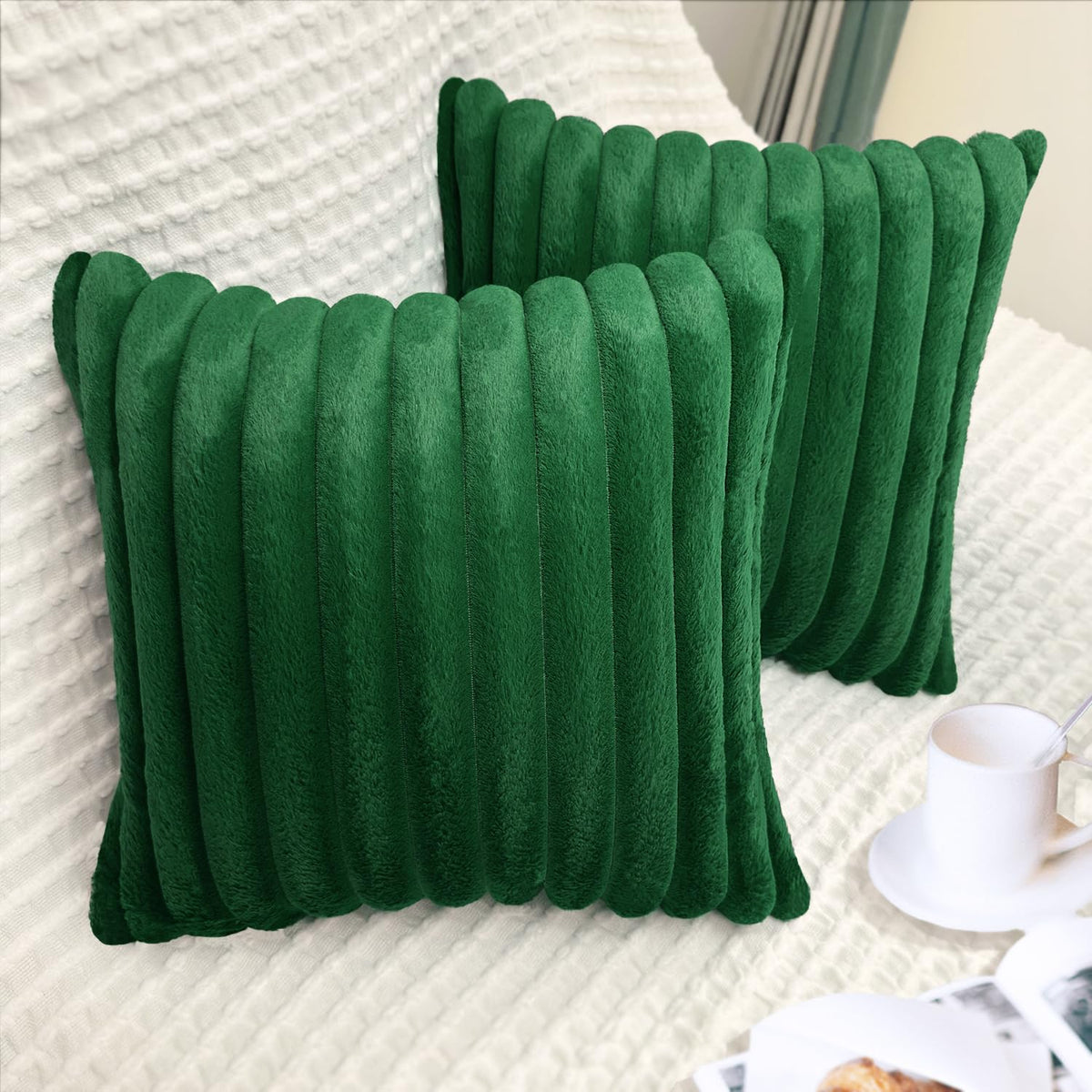 2 Pack 18x18 Pillow Cover Velvet Pillow Covers, Faux Fur Square Throw Pillow Covers for Living Room Decorations Throw Pillow Case, Throw Pillow Cover Cushion Cover for Home Sofa Bedroom Car, Grey