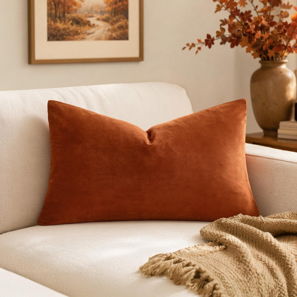 MIULEE Velvet Pillow Cover Soft Luxury Decorative Throw Pillow Cover Single Rectangle Cushion Case for Spring Couch Sofa Bedroom Car Decor,12x20 Inch Sage Green