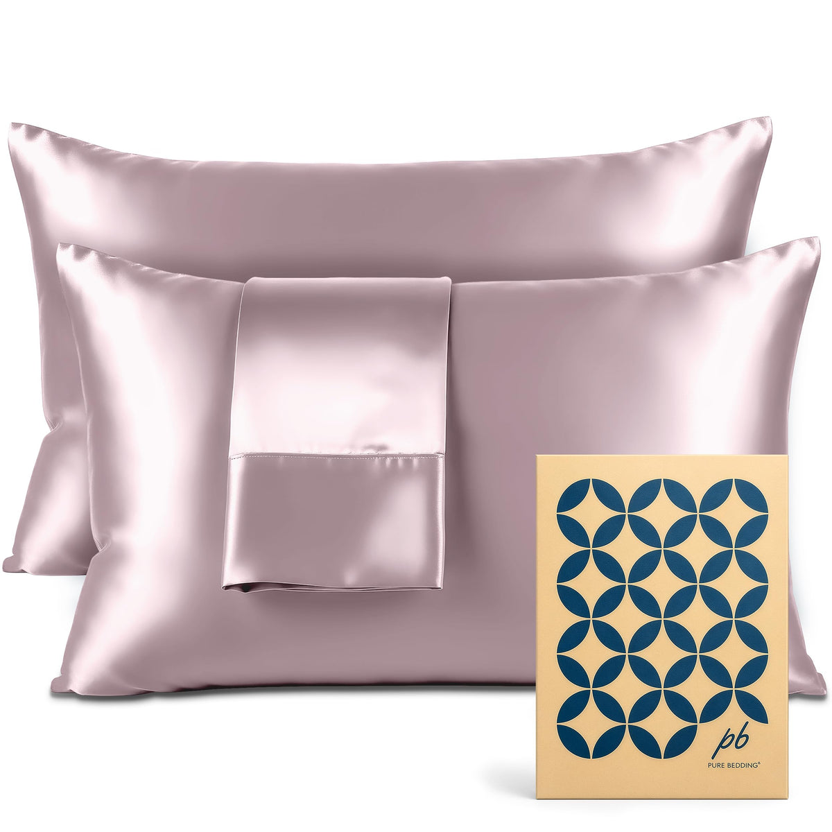 Pure Bedding Satin Pillowcase 2 Pack - Queen Size (20"x30", Black) - Silky Pillow Cases for Hair and Skin - Satin Pillow Covers with Envelope Closure - Extra Soft Premium Microfiber