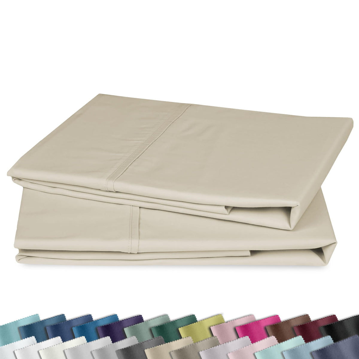 California Design Den 2-Pack Pillow Cases Standard Size, 100% Cotton Sateen