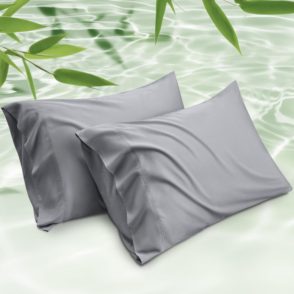 Bedsure White Pillow Cases Queen Set of 2, 100% Rayon Derived from Bamboo