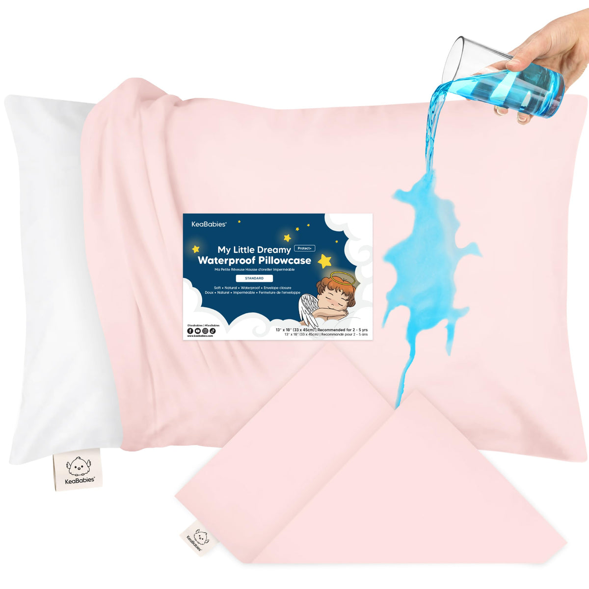 KeaBabies Toddler Pillowcase 13x18 Organic Cotton Cover, Soft White
