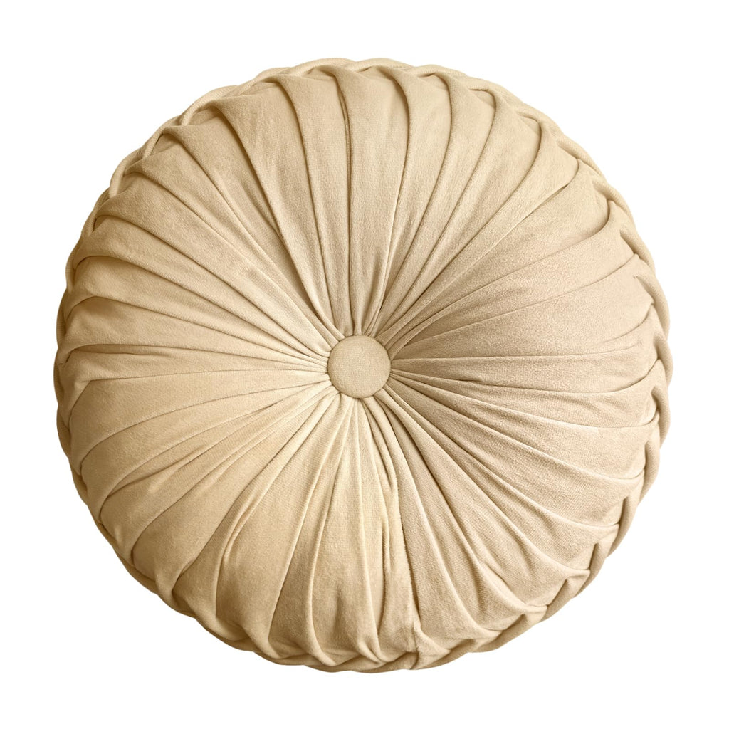 Teieas Round Pillows Velvet Pleated Circle Pillow Floor Pillows Burgundy
