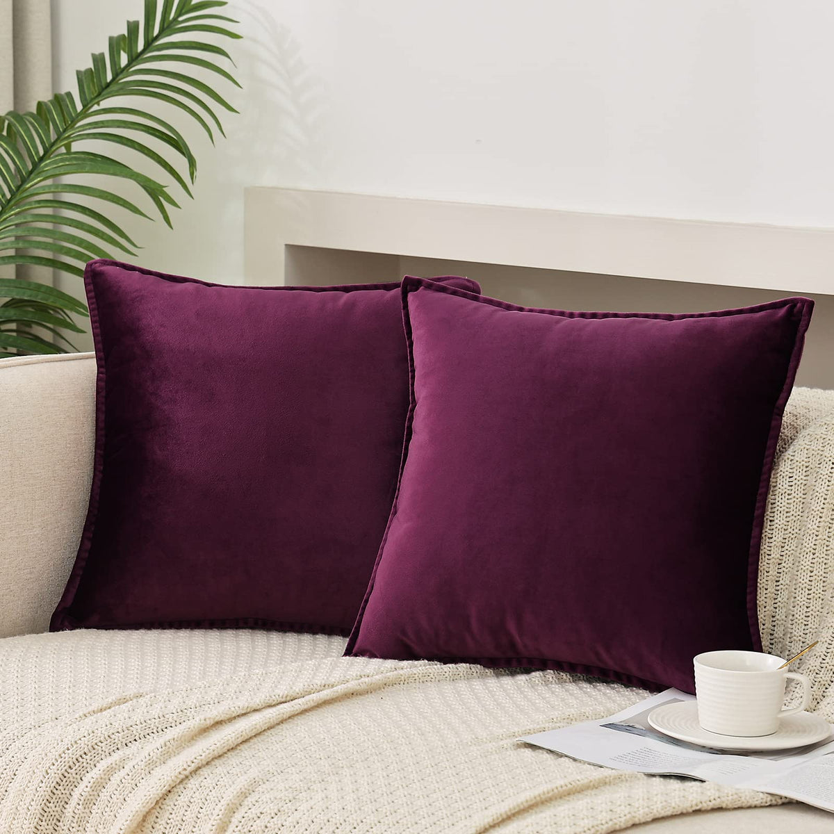 JIAHANNHA Velvet Green Throw Pillow Covers 18”x18”Pack of 2 Soft Decorative