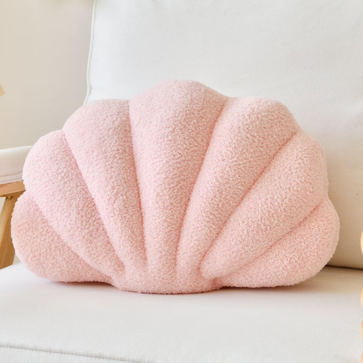 Lfsaaj Dusty Blue Seashell Throw Pillows, Shell Shaped Throw Pillows, 13 Inch Soft Home Decorative Pillow Plush Cushion for Bed Couch Living Sofa Room Decor Accent Throw Pillow