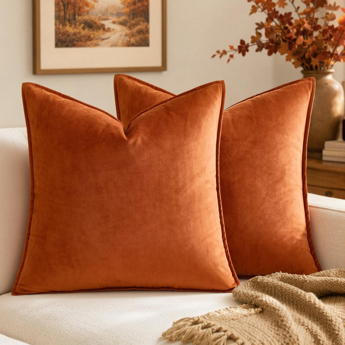 MIULEE Decorative Dark Brown Velvet Throw Pillow Covers for Couch 18x18 in