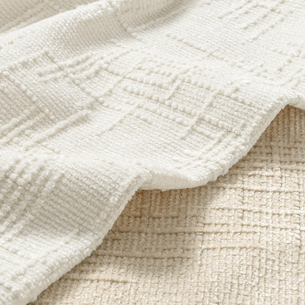 MIULEE Chenille Textured Throw Pillow Covers Cream White 20x20 Set of 2