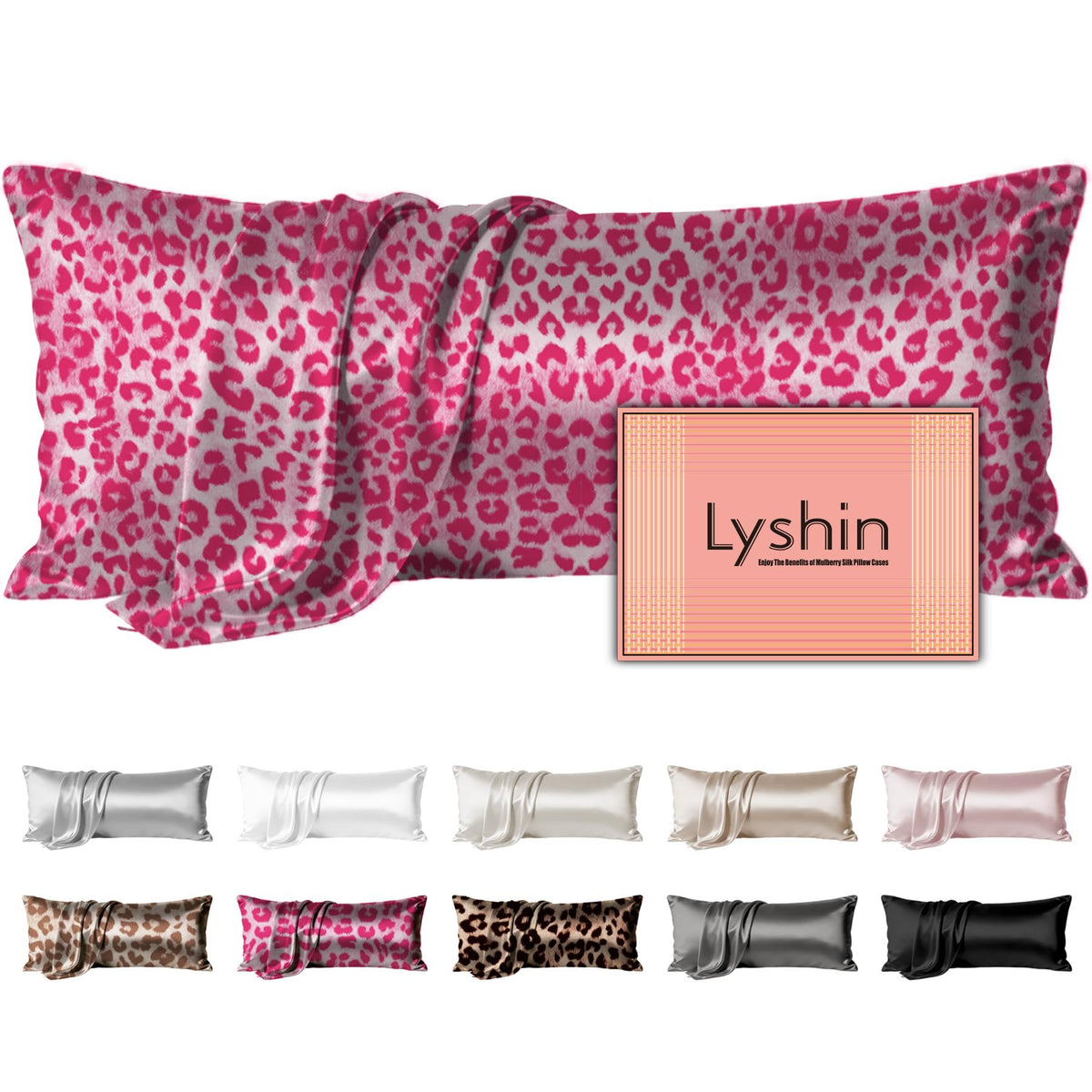 LYSHIN White Silk Pillow Cases Standard Size with Hidden Zipper