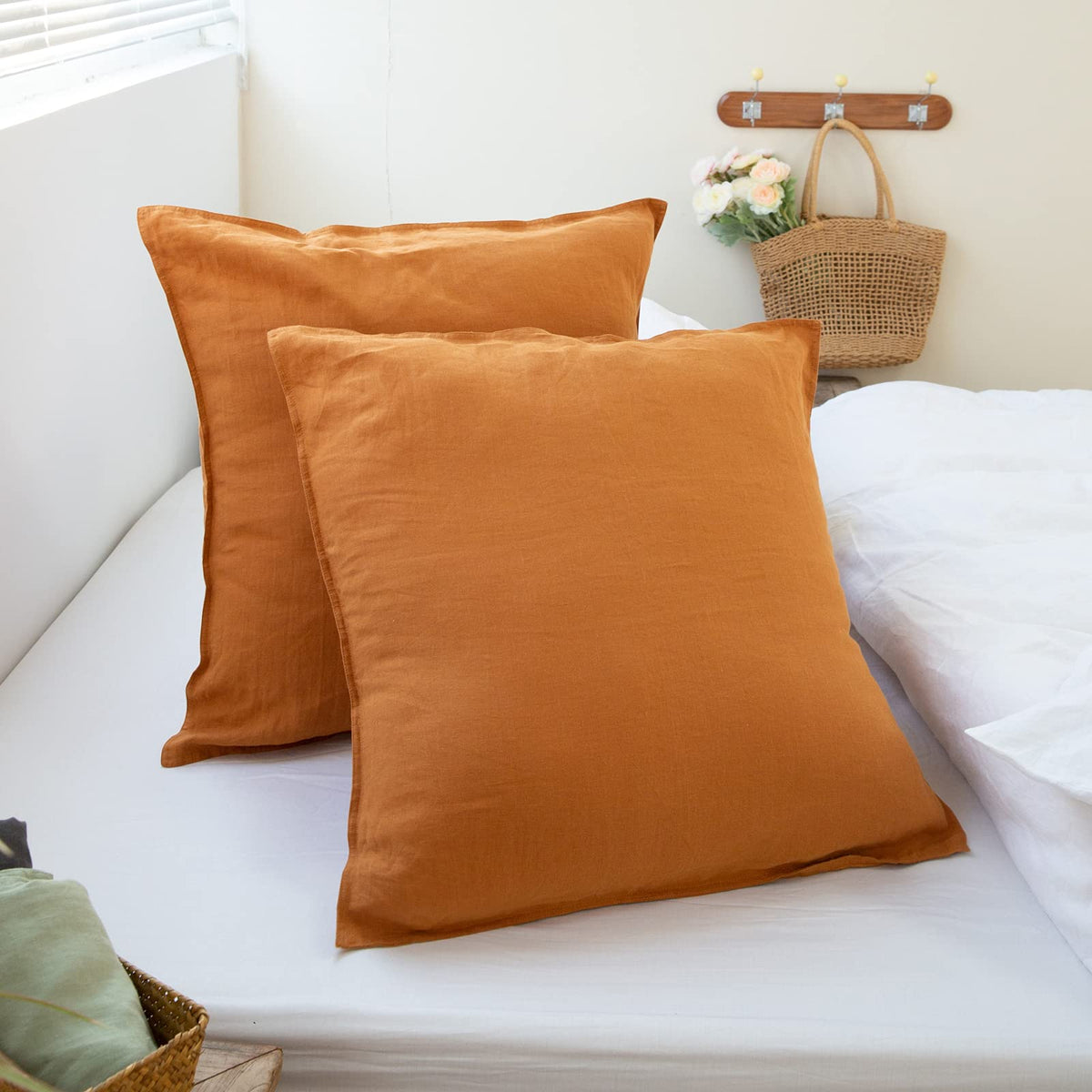 Simple&Opulence 100% Linen Duvet Cover Set 3pcs Basic Style Natural French Washed Flax Solid Color Soft Breathable Farmhouse Bedding with Button Closure - Linen, King