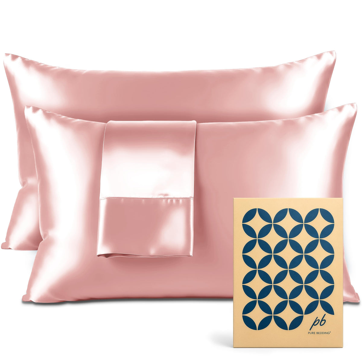 Pure Bedding Satin Pillowcase 2 Pack - Queen Size (20"x30", Black) - Silky Pillow Cases for Hair and Skin - Satin Pillow Covers with Envelope Closure - Extra Soft Premium Microfiber