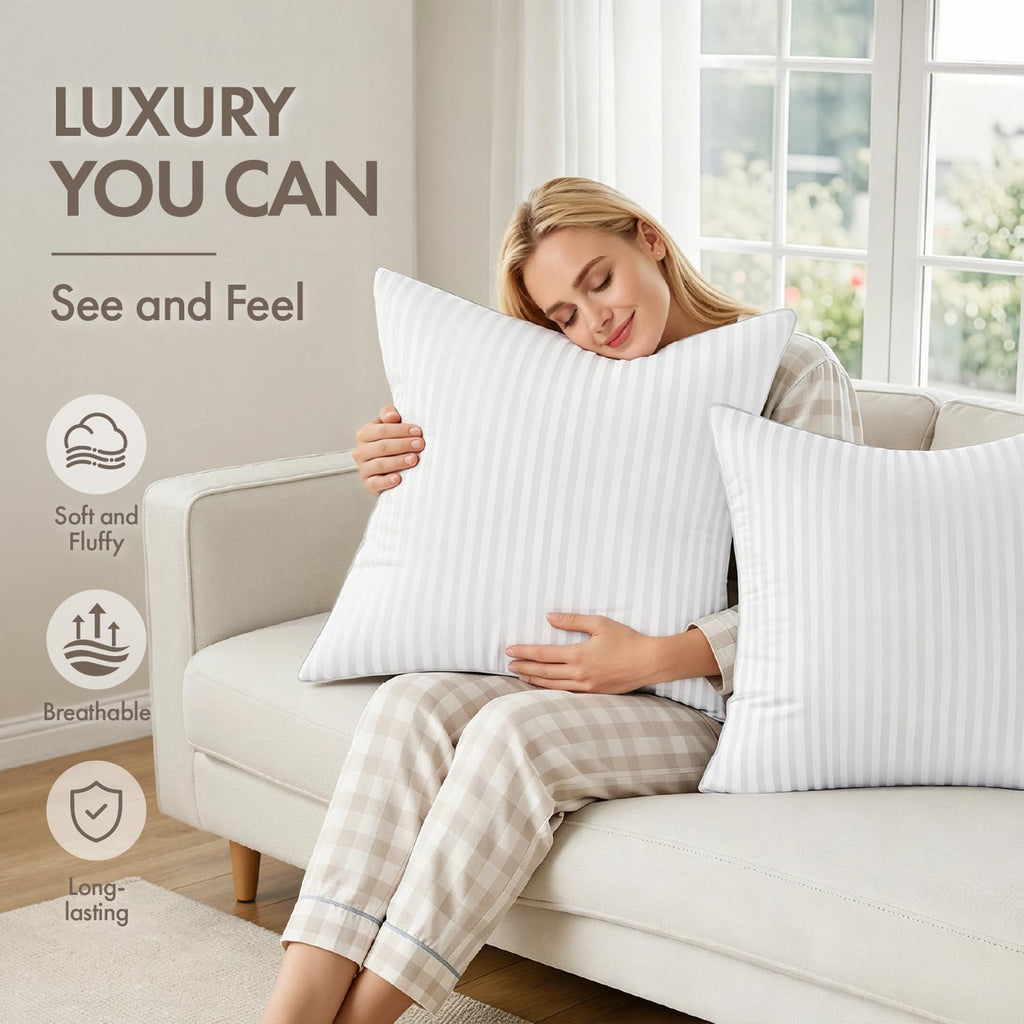 MIULEE 20x20 Throw Pillow Inserts Set of 2, 100% Virgin Microfiber Filling