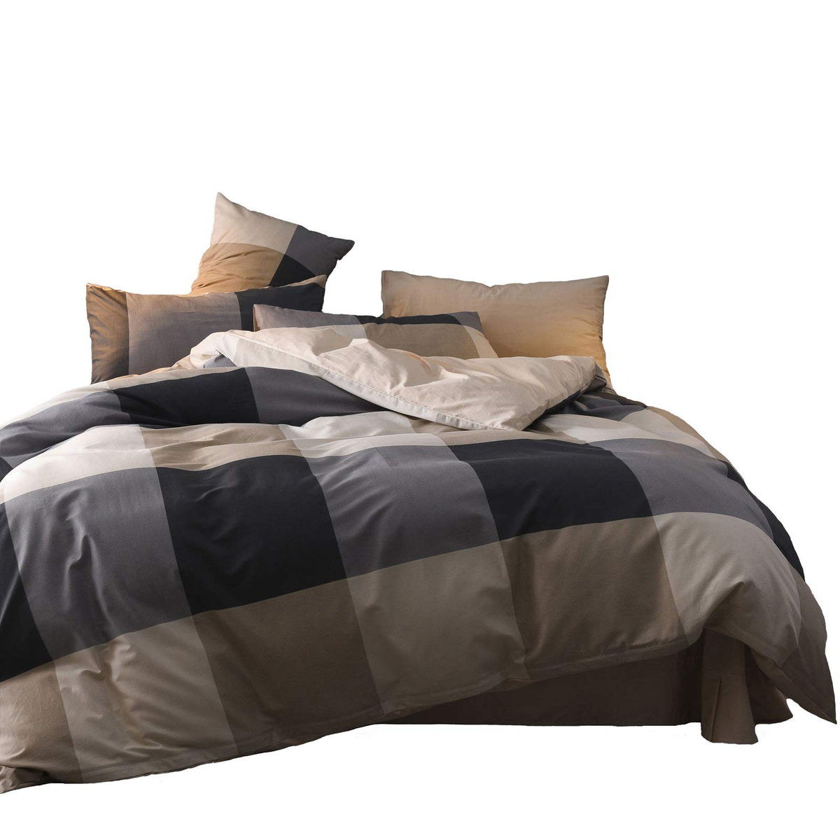 King Size Duvet Cover Set Floral Luxury Soft Brushed Microfiber Crinkle Gauze Fabric 3 Pieces Bedding Set Flower Pattern Duvet Cover King with Zipper Closure Breathable Comfy