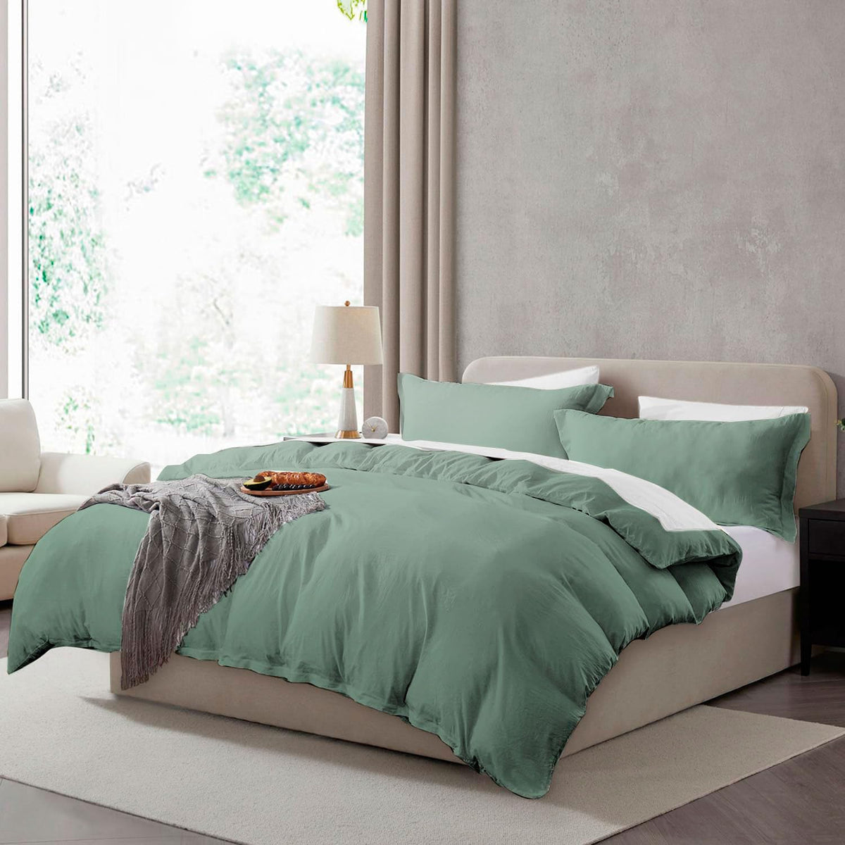 Hearth & Harbor Prewashed King Duvet Cover Set, Chocolate Brown