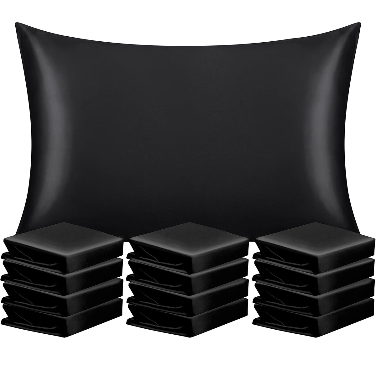 NTBAY Standard Satin Pillowcases, Set of 2, Black