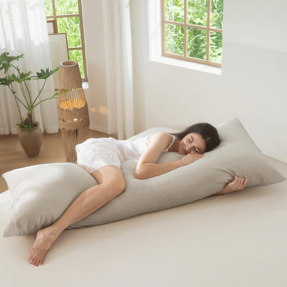MOOMEE Pillowcase Set of 2 100% Washed Cotton Linen-Like Standard