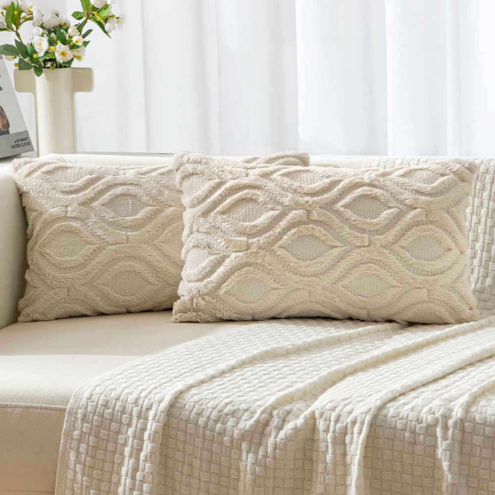 MIULEE Fall Mustard Yellow Soft Plush Faux Wool Throw Pillow Covers 18x18