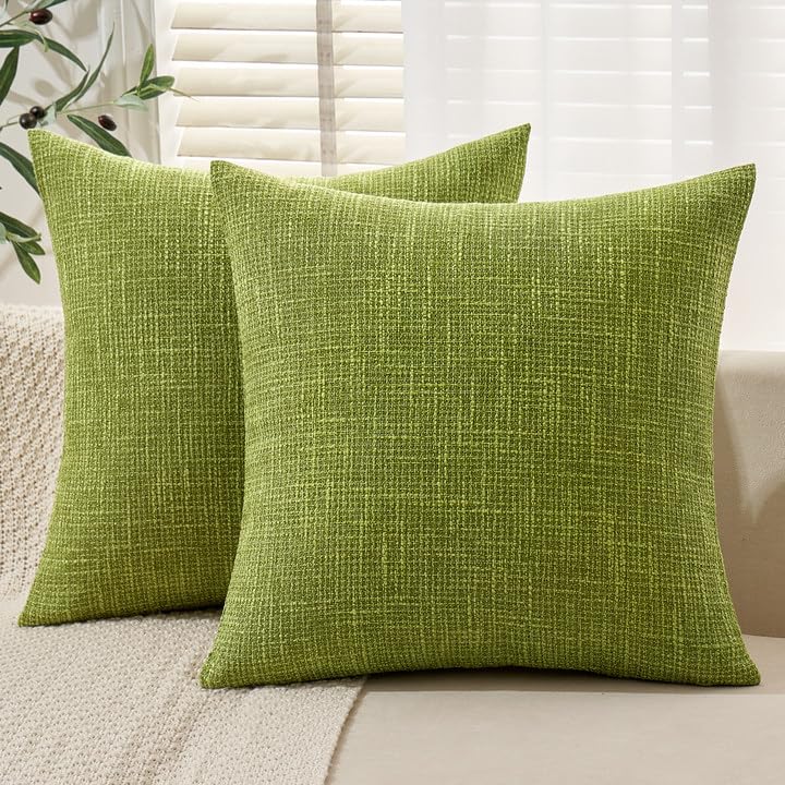 MIULEE Burlap Linen Throw Pillow Covers 18x18 Inch Set of 2 Light Blue