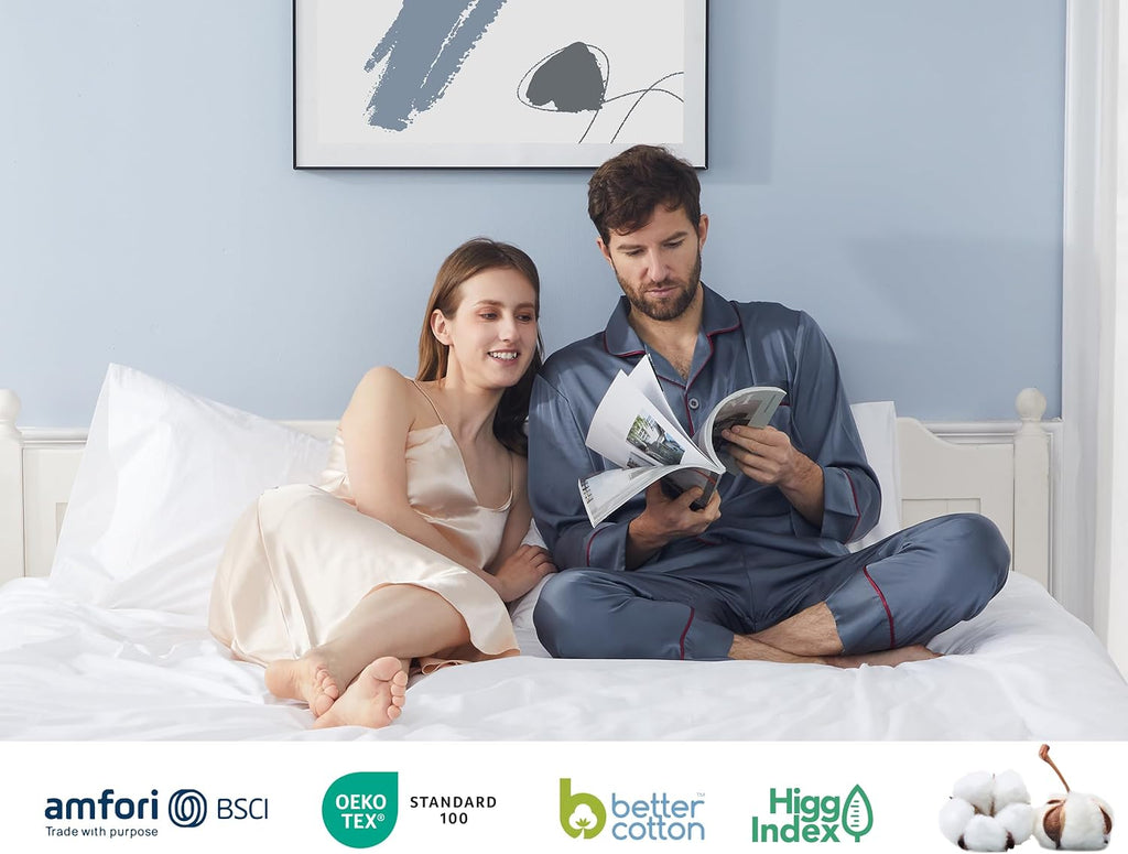 Pillow Cases Standard Queen Size 100% Cotton Percale Set of 2, White