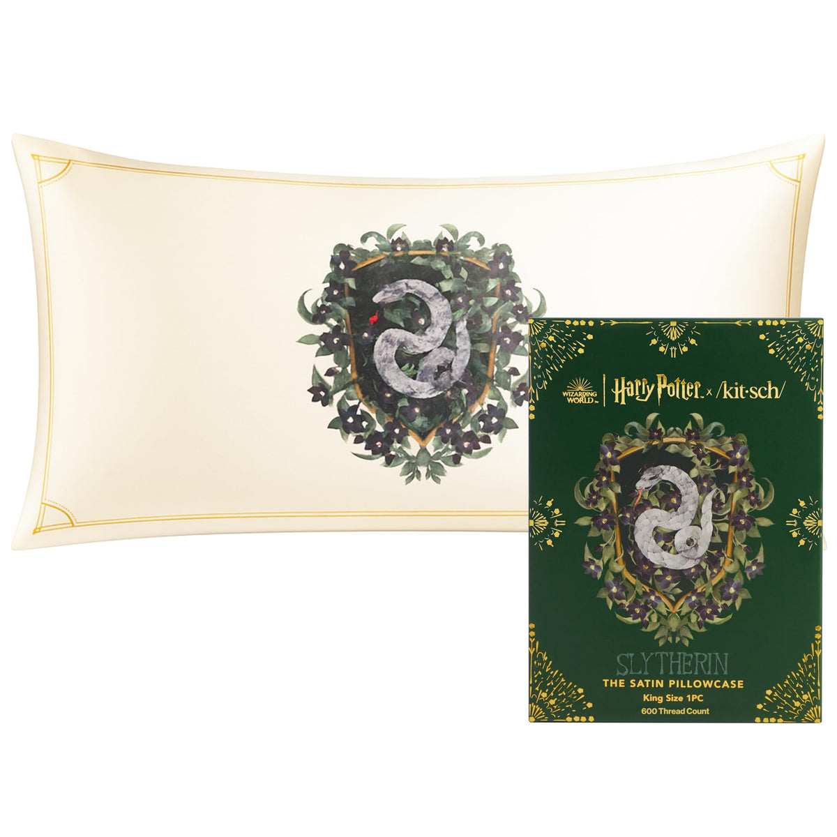 Bridgerton x Kitsch Satin Pillowcase W/Zipper - Size 19x26, Wisteria