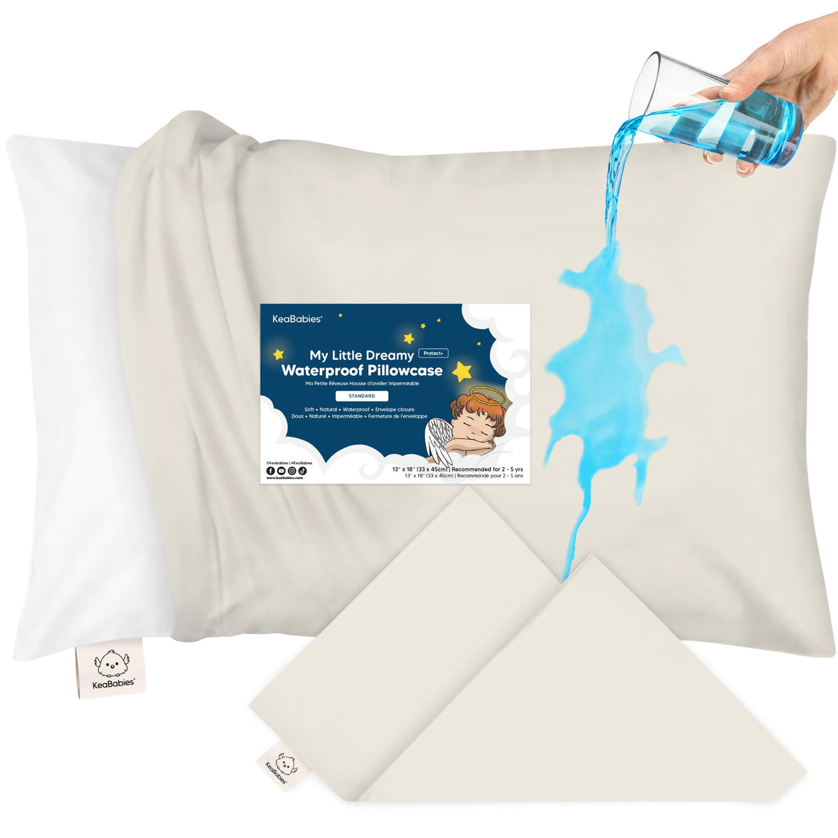 KeaBabies Toddler Pillowcase 13x18 Organic Cotton Cover, Soft White