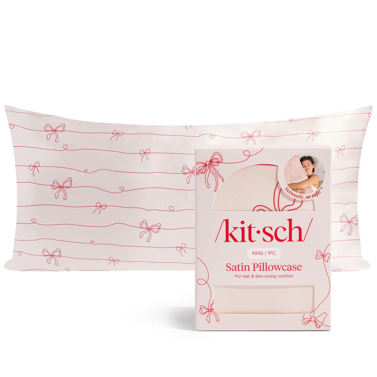 Kitsch Satin Pillowcase with Zipper - Standard Size, Ivory