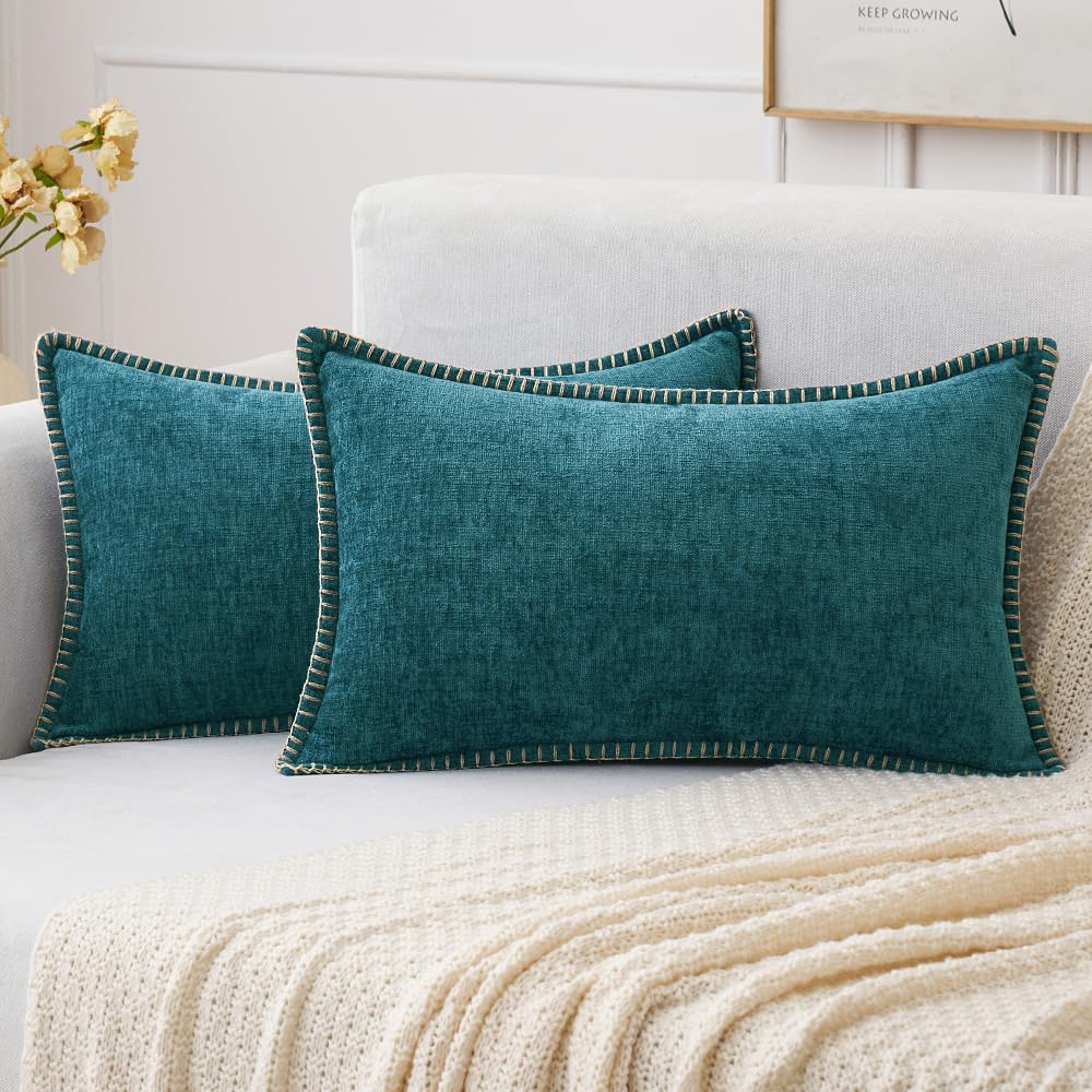 MIULEE Decorative Couch Throw Pillow Covers 18x18 Inch Navy 2 Pack