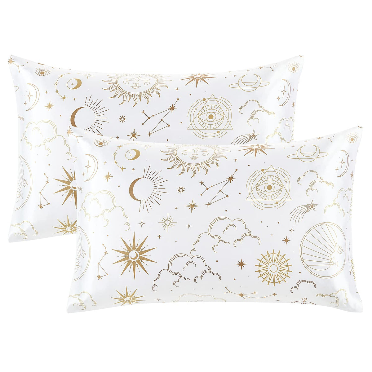 EXQ Home Satin Pillowcase for Hair and Skin Queen - Printed Black Sun