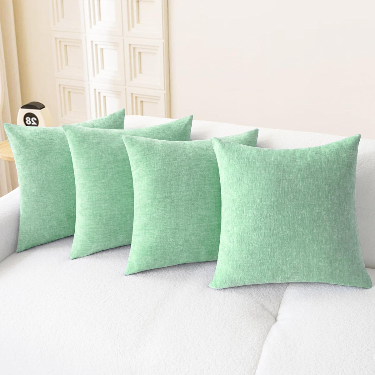 CaliTime Decorative Couch Throw Pillow Covers 18 X 18 Inches Navy Blue