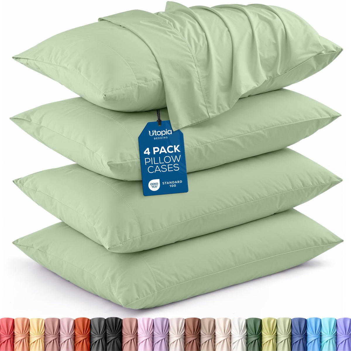 Pillow Covers Standard Size Set of 4, Soft and Comfy Pillow Cases, White