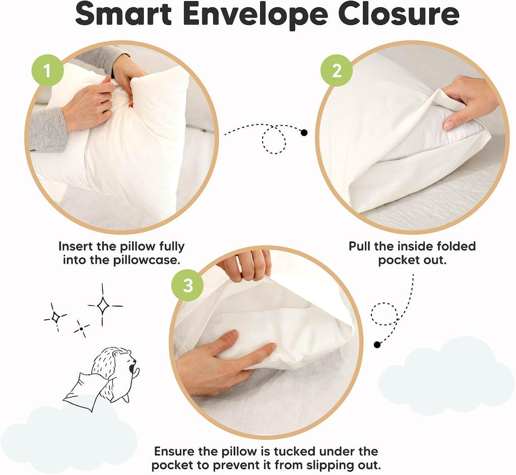 KeaBabies Toddler Pillowcase 13x18 Organic Cotton Cover, Soft White