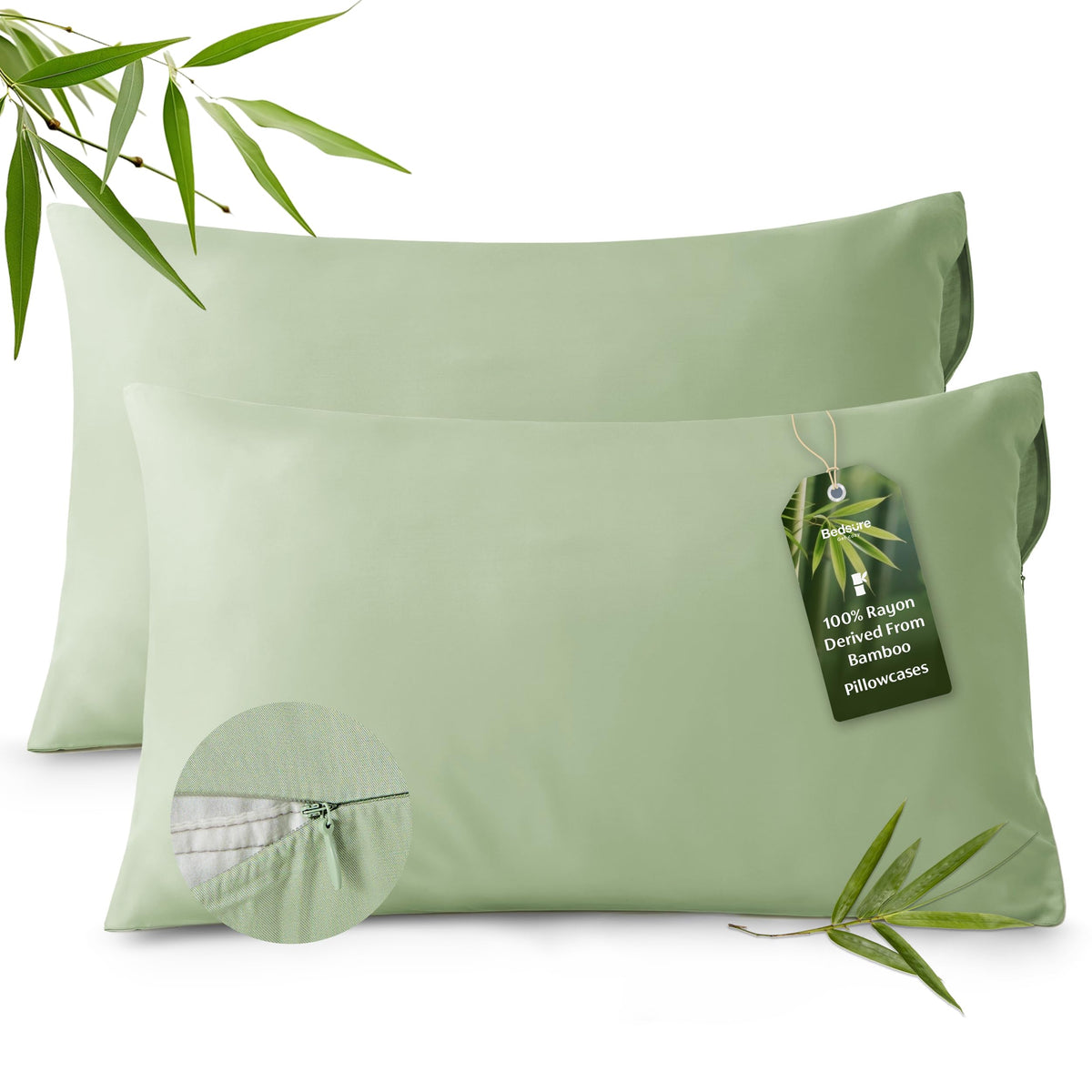 Bedsure Zipper Pillow Cases Standard Size from Rayon Derived from Bamboo