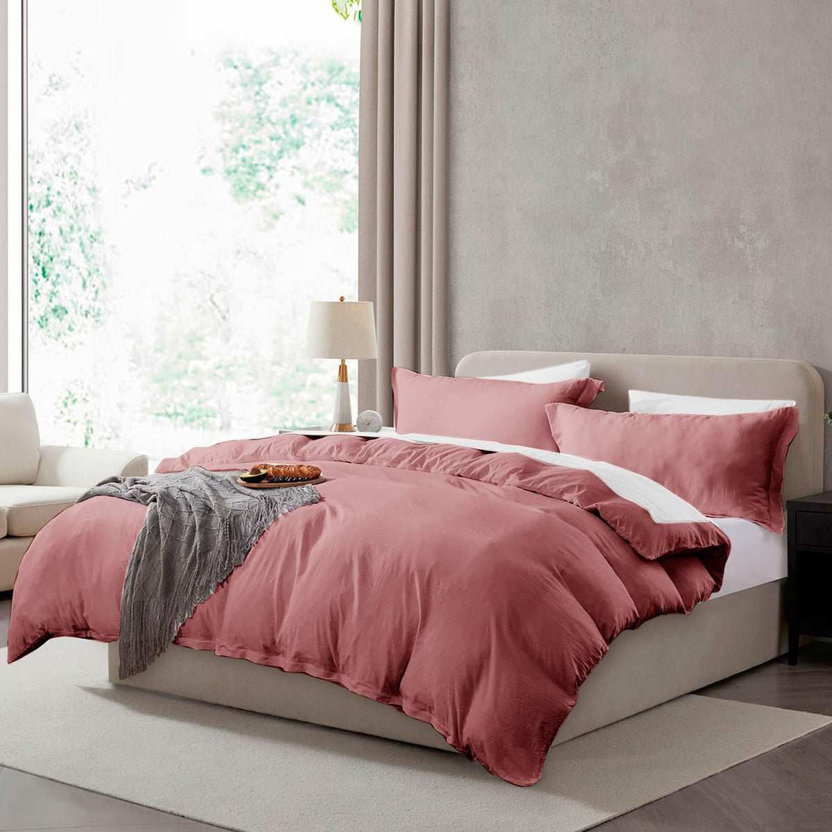 Hearth & Harbor Prewashed King Duvet Cover Set, Chocolate Brown