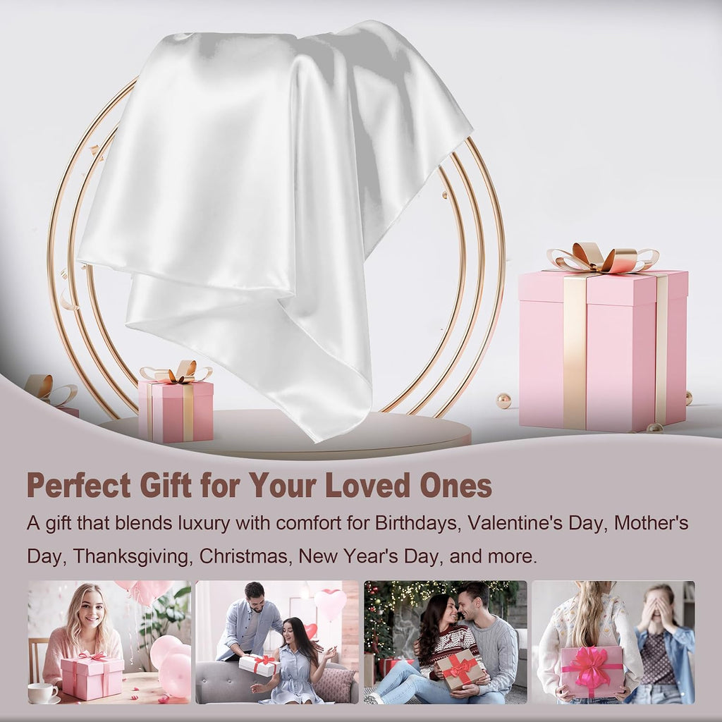 LYSHIN White Silk Pillow Cases Standard Size with Hidden Zipper