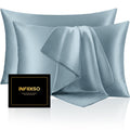 INFIIXSO Silk Pillow Cases 2 Pack, Standard Size, Hidden Zipper, Light Grey