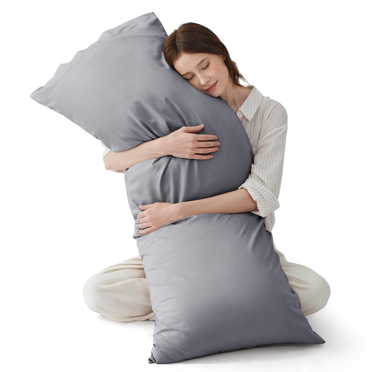 Bedsure White Pillow Cases Queen Set of 2, 100% Rayon Derived from Bamboo