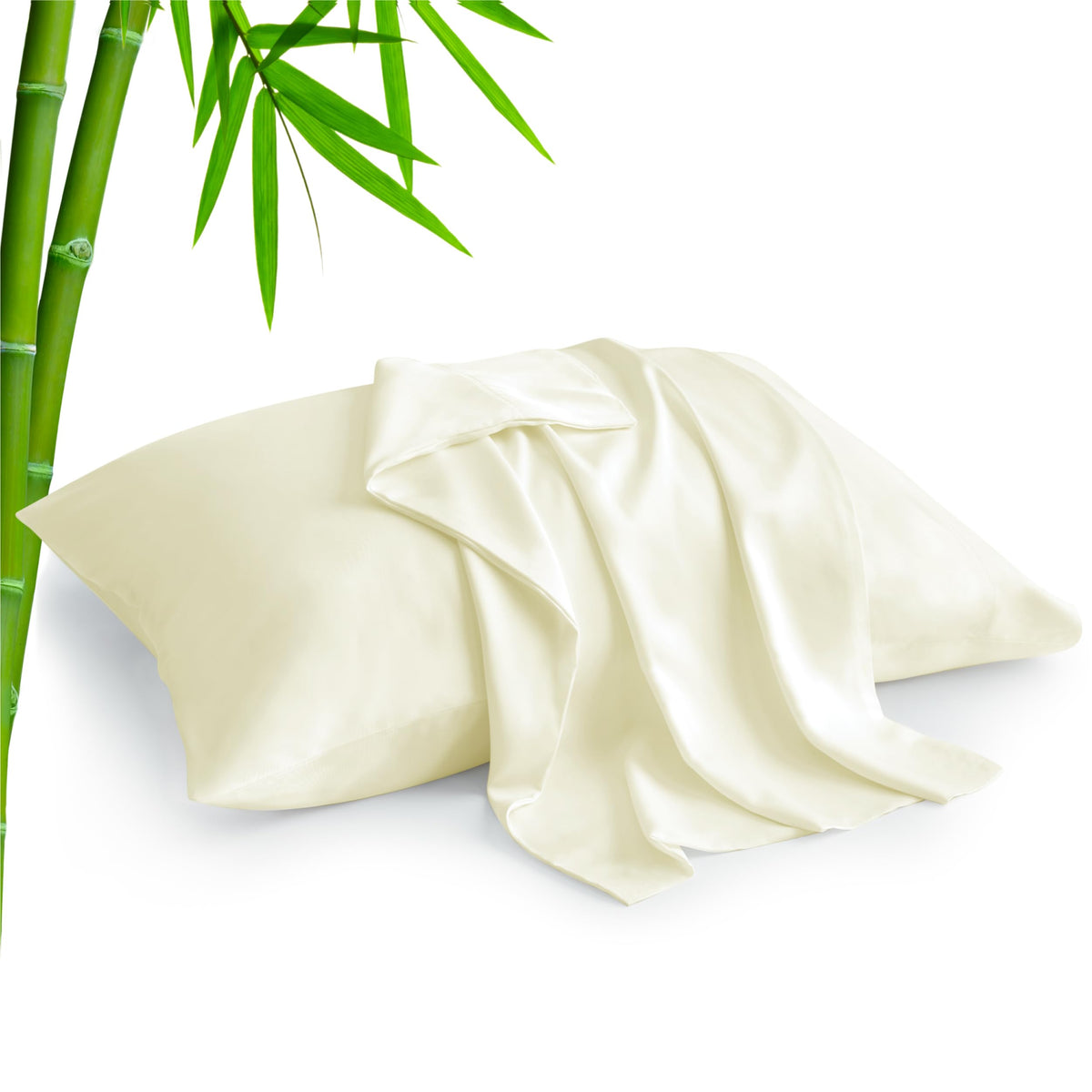 BEDELITE Cooling Pillow Cases Queen Size Set of 2, Rayon from Bamboo, Grey