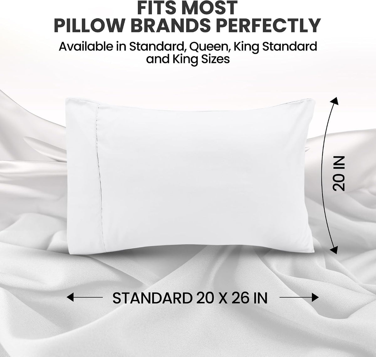 Pillow Covers Standard Size Set of 4, Soft and Comfy Pillow Cases, White
