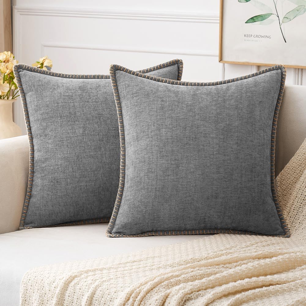 MIULEE Decorative Couch Throw Pillow Covers 18x18 Inch Navy 2 Pack