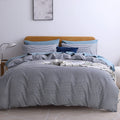 JELLYMONI 100% Cotton Classic Striped Queen Duvet Cover Set, Tan/White