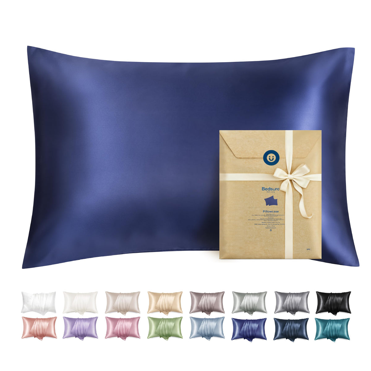 Bedsure Satin Pillowcase with Zipper, Similar to Silk Pillow Cases 2 Pack, Beige Standard Size Satin Pillow Case, Silky & Soft Pillow Covers, Valentines Day Gifts for Women Men, 20x26 Inches